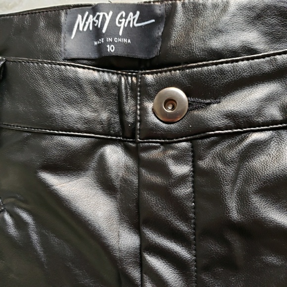 Nasty Gal Leather Moto Pants with Zips - Picture 6 of 7